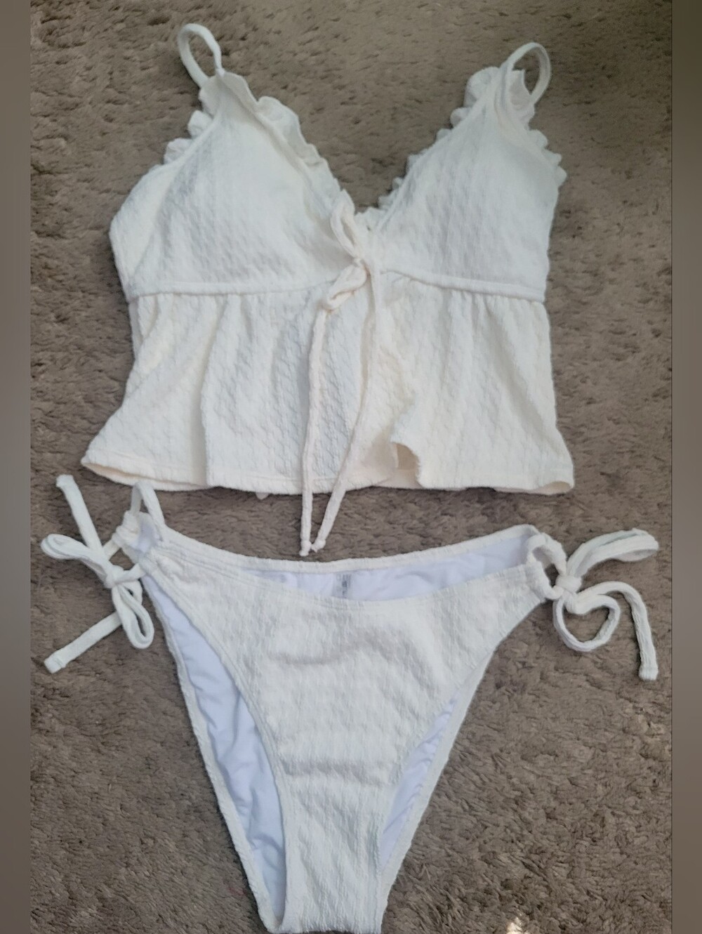 Cream Women's Two-Piece Tie-Detail Swim Set